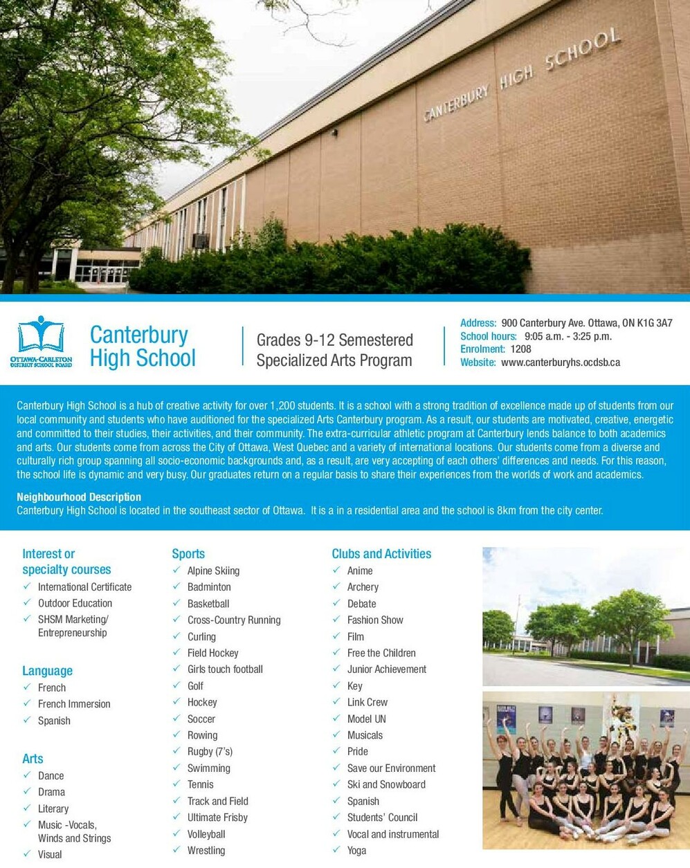 Canterbury High School brochure