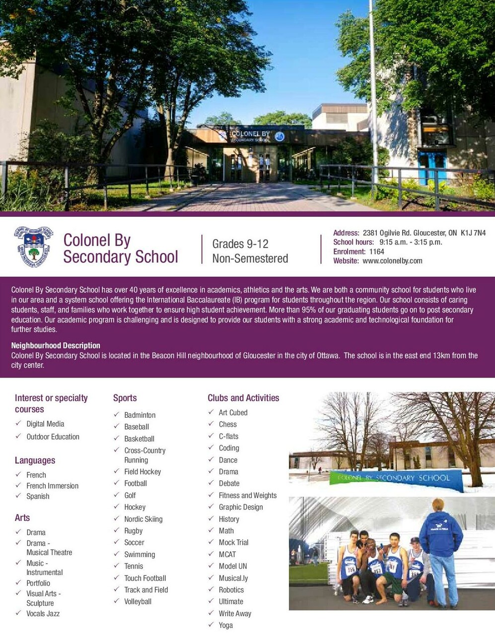 Colonel By Secondary School brochure