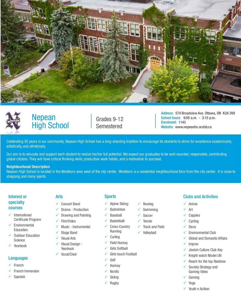 Nepean High School brochure