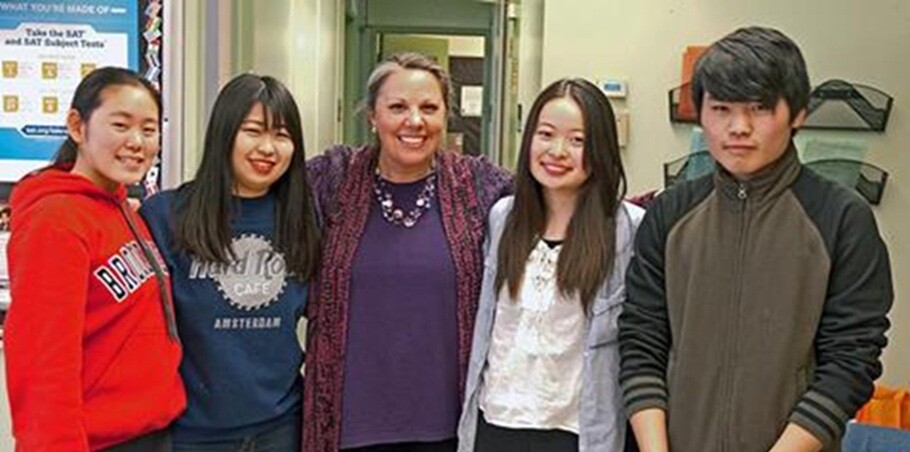 Japanese students with teacher